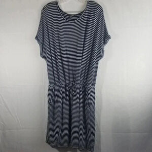 Hillary Radley Navy Blue and White Cinch Waist Nautical Plus Sz Dress (XXL)